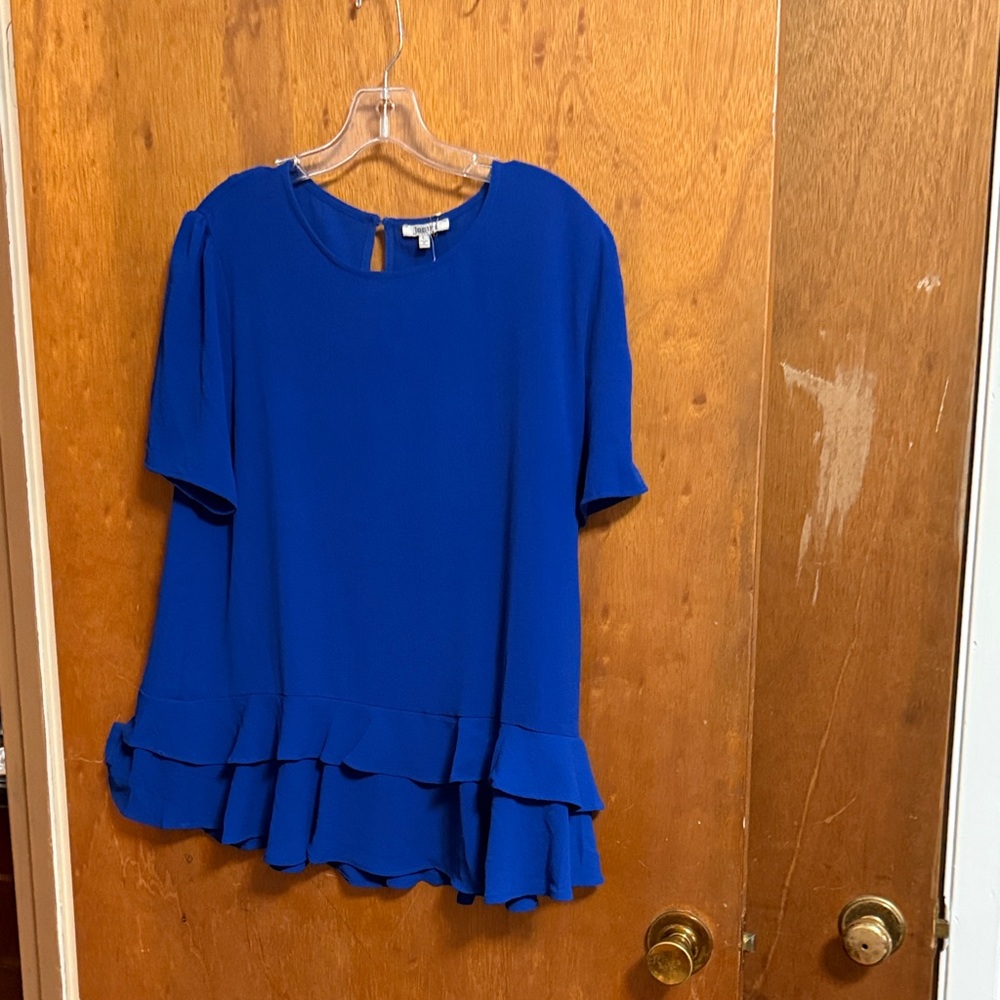 JODIFL Royal Blue Ruffled Blouse